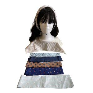 Vintage Womens Satin Hair Scarves Retro Polka Dot & Patterned Headbands Set 6